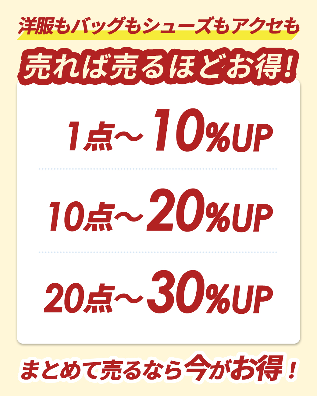 まとめて売るなら今がお得！